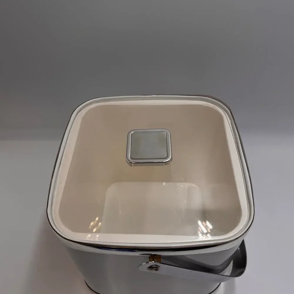 Vintage Culver Brushed Aluminum Ice Bucket Clear Acrylic Lid Barware USA
